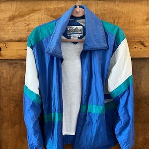 Vintage 80s 90s Pacific Sports Windbreaker Jacket Size XL Blue White Green